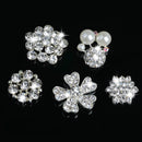 5 Pieces Assorted Pearl Diamante Flower Rhinestone Embellishments for DIY Crafts
