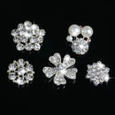 5 Pieces Assorted Pearl Diamante Flower Rhinestone Embellishments for DIY Crafts