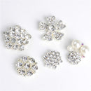 5 Pieces Assorted Pearl Diamante Flower Rhinestone Embellishments for DIY Crafts