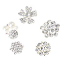 5 Pieces Assorted Pearl Diamante Flower Rhinestone Embellishments for DIY Crafts