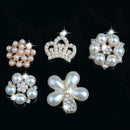 5 Pieces Mixed Orange Crystal Rhinestone Pearl Flatback Buttons Embellishment Craft Sewing Scrapbooking Wedding Decoration