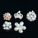 5 Pieces Mixed Orange Crystal Rhinestone Pearl Flatback Buttons Embellishment Craft Sewing Scrapbooking Wedding Decoration