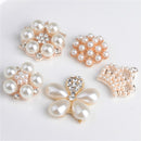 5 Pieces Mixed Orange Crystal Rhinestone Pearl Flatback Buttons Embellishment Craft Sewing Scrapbooking Wedding Decoration