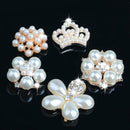 5 Pieces Mixed Orange Crystal Rhinestone Pearl Flatback Buttons Embellishment Craft Sewing Scrapbooking Wedding Decoration