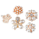 5 Pieces Mixed Orange Crystal Rhinestone Pearl Flatback Buttons Embellishment Craft Sewing Scrapbooking Wedding Decoration