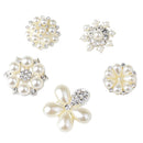5 Pieces Mixed Crystal Rhinestone Pearl Flatback Buttons Flower Embellishment Sewing Scrapbooking Wedding Craft