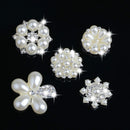 5 Pieces Mixed Crystal Rhinestone Pearl Flatback Buttons Flower Embellishment Sewing Scrapbooking Wedding Craft