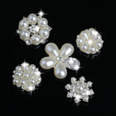 5 Pieces Mixed Crystal Rhinestone Pearl Flatback Buttons Flower Embellishment Sewing Scrapbooking Wedding Craft