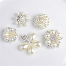 5 Pieces Mixed Crystal Rhinestone Pearl Flatback Buttons Flower Embellishment Sewing Scrapbooking Wedding Craft