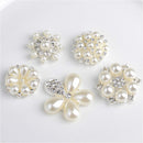 5 Pieces Mixed Crystal Rhinestone Pearl Flatback Buttons Flower Embellishment Sewing Scrapbooking Wedding Craft