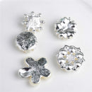 5 Pieces Mixed Crystal Rhinestone Pearl Flatback Buttons Flower Embellishment Sewing Scrapbooking Wedding Craft