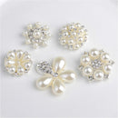 5 Pieces Mixed Crystal Rhinestone Pearl Flatback Buttons Flower Embellishment Sewing Scrapbooking Wedding Craft