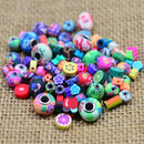 100 Piece Assorted Round Flower Polymer Clay Beads for DIY Crafts Jewelry Making