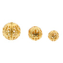 30 Pieces Mixed 6/8/10mm Tibetan Gold Hollow Flower Ball Round Loose Spacer Beads