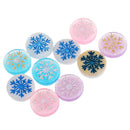 10 Pieces Resin Round Snowflake Flatback Scrapbook for Phone Case Decor Hair Bow