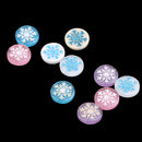 10 Pieces Resin Round Snowflake Flatback Scrapbook for Phone Case Decor Hair Bow