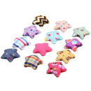 24 Piece Star Shape Fabric Flatback Buttons Craft Buttons Scrapbooking Embellishment 20mm