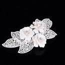 Diamante Alloy Crystal Flower Leaves Wedding Bridal Hair Jewelry Hair Comb Hair Clips Hair Pins White