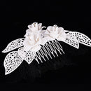 Diamante Alloy Crystal Flower Leaves Wedding Bridal Hair Jewelry Hair Comb Hair Clips Hair Pins White