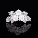 Diamante Alloy Crystal Flower Leaves Wedding Bridal Hair Jewelry Hair Comb Hair Clips Hair Pins White