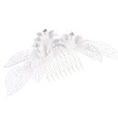 Diamante Alloy Crystal Flower Leaves Wedding Bridal Hair Jewelry Hair Comb Hair Clips Hair Pins White