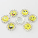 10 Piece Metal Round Crystal Emotion Flatback Button for Jewelry Making Craft 15mm