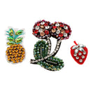 3 Pieces/set Cherry Pineapple Strawberry Rhinestone Beaded Patches Embroidery Sew on Applique