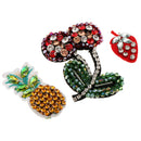 3 Pieces/set Cherry Pineapple Strawberry Rhinestone Beaded Patches Embroidery Sew on Applique