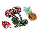 3 Pieces/set Cherry Pineapple Strawberry Rhinestone Beaded Patches Embroidery Sew on Applique