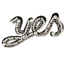 Sew on Rhinestone Patches Beaded ''yes'' Design Sticker Stickers Embroidery Motif Applique Garment Kids Women DIY Clothes Badge