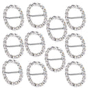 10 Pieces Oval Shape Alloy Crystal Buckle Ribbon Slider for Wedding Invitation Decoration