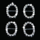 10 Pieces Oval Shape Alloy Crystal Buckle Ribbon Slider for Wedding Invitation Decoration