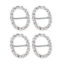 10 Pieces Oval Shape Alloy Crystal Buckle Ribbon Slider for Wedding Invitation Decoration