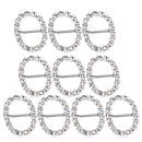 10 Pieces Oval Shape Alloy Crystal Buckle Ribbon Slider for Wedding Invitation Decoration