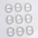 10 Pieces Oval Shape Alloy Crystal Buckle Ribbon Slider for Wedding Invitation Decoration