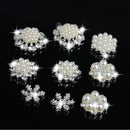 10 Pieces Mixed Diamond Flower Center Buttons Pearl Embellishment for Bouquet, DIY Wedding Craft, Scrapbooking Card, Flat back Rhinestone Embellishment