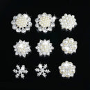 10 Pieces Mixed Diamond Flower Center Buttons Pearl Embellishment for Bouquet, DIY Wedding Craft, Scrapbooking Card, Flat back Rhinestone Embellishment