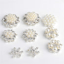 10 Pieces Mixed Diamond Flower Center Buttons Pearl Embellishment for Bouquet, DIY Wedding Craft, Scrapbooking Card, Flat back Rhinestone Embellishment