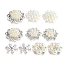 10 Pieces Mixed Diamond Flower Center Buttons Pearl Embellishment for Bouquet, DIY Wedding Craft, Scrapbooking Card, Flat back Rhinestone Embellishment