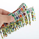 1 Yard Colorful National Style Glasses Beads Tassel Braid Jacquard Ribbon Trim Ribbon Sewing Embellishment for DIY Craft