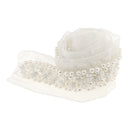 1 Yard Artificial Pearl Beaded Mesh Ribbon Lace Trim Embellished for Dance Clothes DIY Craft Supply