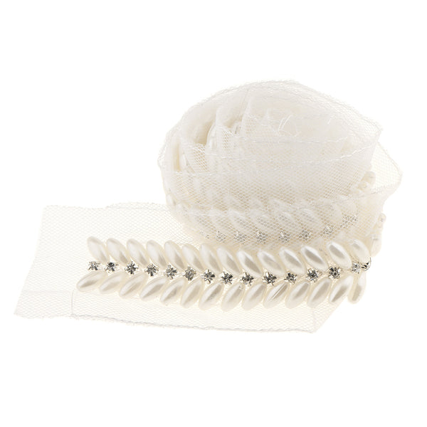 1 Yard Rhinestone Diamond Beaded Embroidered Mesh Ribbon Costume Applique Sewing on Trim 5 cm Width