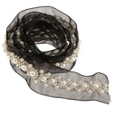 1Yard Pearl Beaded Embroidery Mesh Lace Trim Ribbon For Sewing Wedding Bridal Dress Decoration Black