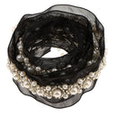 1Yard Pearl Beaded Embroidery Mesh Lace Trim Ribbon For Sewing Wedding Bridal Dress Decoration Black
