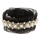 1Yard Pearl Beaded Embroidery Mesh Lace Trim Ribbon For Sewing Wedding Bridal Dress Decoration Black