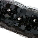 1Yard Sequins Crystal Embroidery Mesh Lace Trim Ribbon For Sewing Wedding Bridal Dress Decoration Black