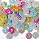 100 Pieces Dots Printed Round 2 Holes Wooden Buttons for Sewing DIY Craft 13mm
