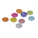 100 Pieces Dots Printed Round 2 Holes Wooden Buttons for Sewing DIY Craft 13mm