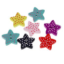100 Pieces Star Shaped Polka Dots Wood Buttons 2 Holes DIY Sewing Embellishments
