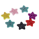 100 Pieces Star Shaped Polka Dots Wood Buttons 2 Holes DIY Sewing Embellishments